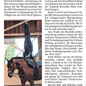 Voltigierturnier Leutkirch 🥇 Gold für Anja Traub und Jenny Woller