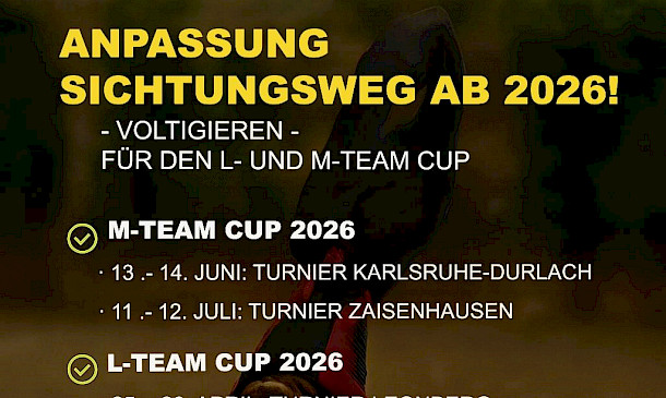 Voltigieren: Anpassung des Sichtungswegs für den L- und M-Team Cup ab der Saison 2026 📢